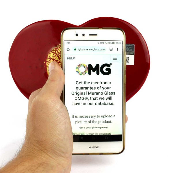 Hologramm-Markenaufkleber als Garantie dafür, dass es sich um ein Original-Murano-Glas-OMG®-Stück handelt 2